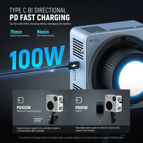 Neewer Hb80c 80w Rgb-ww Mini Cob Led Constant Light Monolight with Built-in Battery • Camerastuff • South Africa