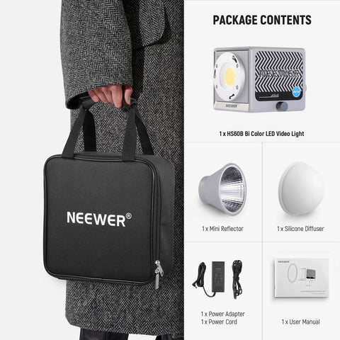 Neewer Hs60b 60w Bi-colour Mini Cob Led Constant Light Monolight • Camerastuff • South Africa