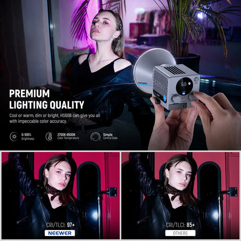 Neewer Hs60b 60w Bi-colour Mini Cob Led Constant Light Monolight • Camerastuff • South Africa