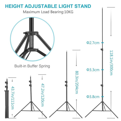 Neewer 2-pack 300cm Spring-loaded Light Stand Kit with Sandbags • Camerastuff • South Africa