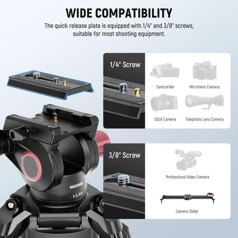 Neewer Ll38 79’’/200cm One-step Aluminium Video Tripod with Fluid Head • Camerastuff • South Africa