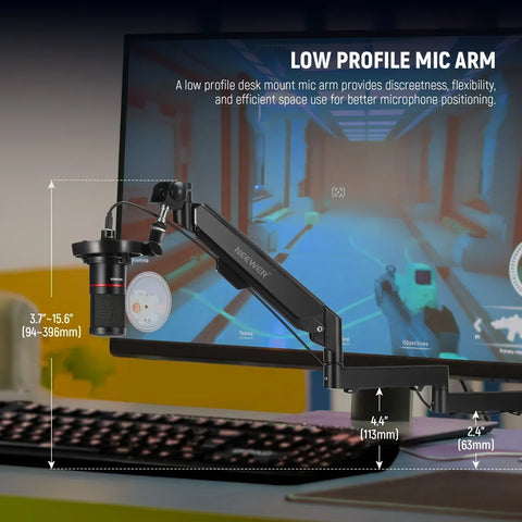 Neewer Ms002 Pneumatic Spring Low Profile Mic Arm Desk Mount • Camerastuff • South Africa