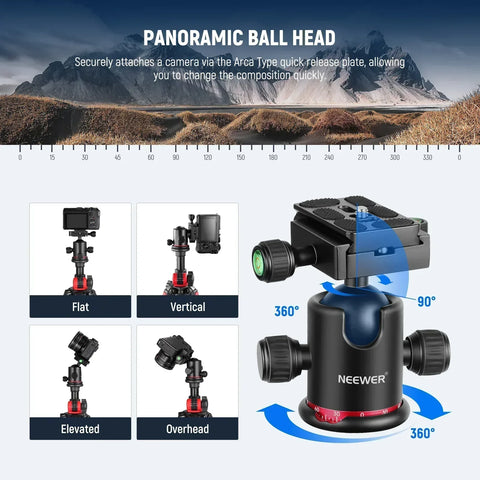 Neewer N284l + g0 79’’/200cm Magnesium Aluminium Alloy 2-in-1 Tripod and Monopod with Ball Head • Camerastuff • South