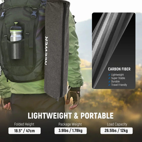 Neewer N55c 68’’/172cm Carbon Fiber 2-in-1 Tripod & Monopod • Camerastuff • South Africa