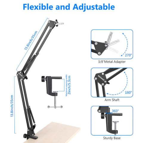 Neewer Nw-35 Desktop Streaming Microphone Holder with Scissor Boom Arm and 1/4’’ Mount • Camerastuff • South Africa