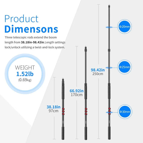 Neewer Nw-7000 Portable Stretchable Handheld Microphone Boom Pole • Camerastuff • South Africa
