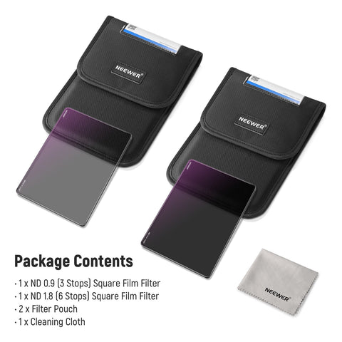 Neewer NW-Series 2-Pack ND0.9 (3Stops) & ND1.8 (6Stops) Square Film Cinema Filters For Matte Box