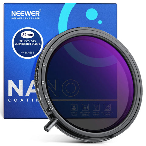 Neewer NW SERIES S ND3-64 (1.5-6 Stops) True Colors Variable ND & CPL Filter 77mm