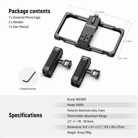 Neewer Pa009 Upgraded Phone Rig Vlogging Cage Kit • Camerastuff • South Africa