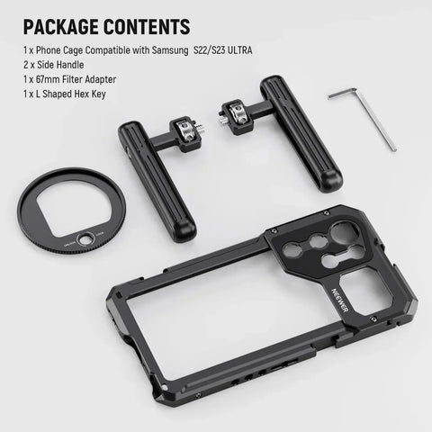 Neewer Pa021 + pa033 Handheld Cage with Filter Thread Adapter for Samsung S23 Ultra • Camerastuff • South Africa