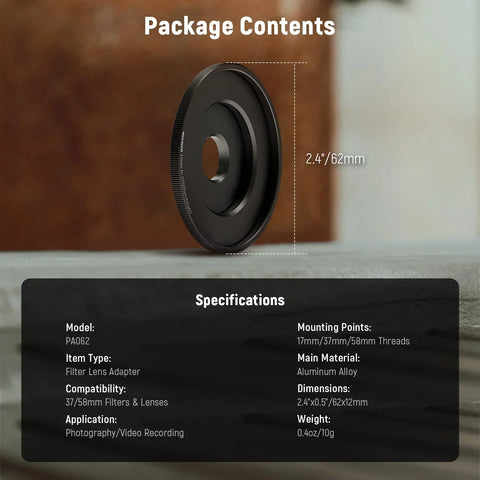 Neewer Pa062 Lens Phone Filter Adapter Ring 17mm to 37mm 58mm for Camera Cage • Camerastuff • South Africa