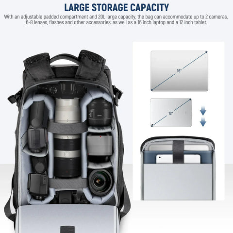 Neewer Pb010 Travel Camera Backpack Bag with Inflatable Lumbar Support Pad • Camerastuff • South Africa