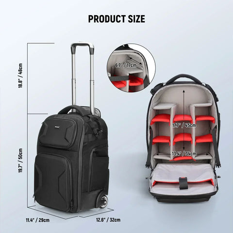 Neewer Pb027 2-in-1 Pull Bar Rolling Camera Backpack • Camerastuff • South Africa