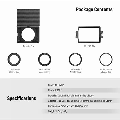 Neewer Pg002 Mini Matte Box with a 4’’x5.65’’ Filter Tray and Adapter Rings • Camerastuff • South Africa