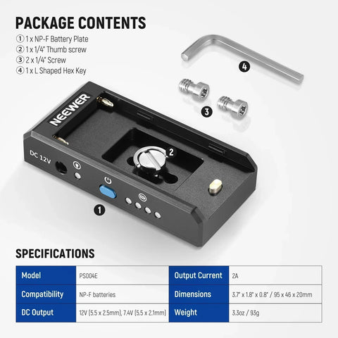 Neewer Ps004e Sony Np-f Battery Adapter Plate • Camerastuff • South Africa