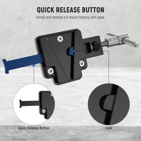 Neewer PS006 V-Lock Mount Battery Plate With Super Clamp