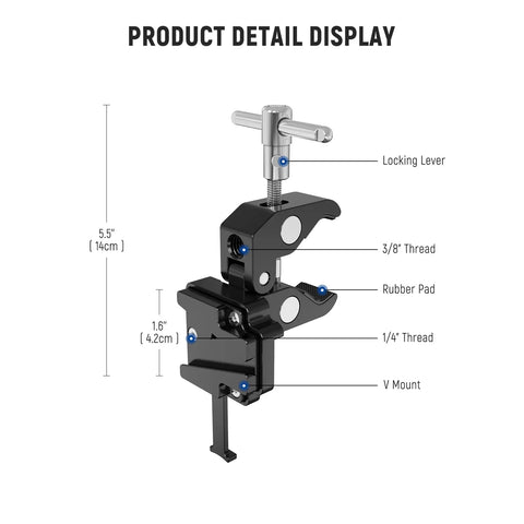Neewer PS006 V-Lock Mount Battery Plate With Super Clamp