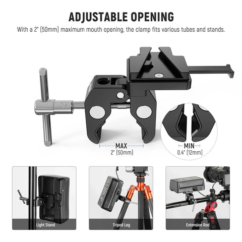 Neewer PS006 V-Lock Mount Battery Plate With Super Clamp