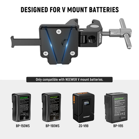Neewer PS006 V-Lock Mount Battery Plate With Super Clamp