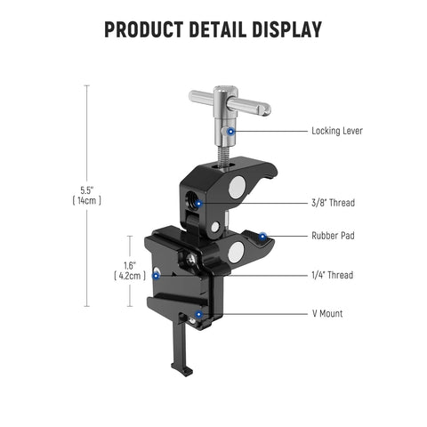 Neewer PS006 V-Lock Mount Battery Plate With Super Clamp