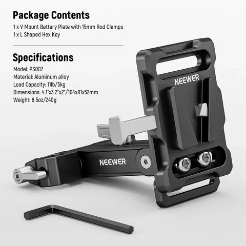 Neewer Ps007 v Mount Lock Battery Mounting Plate for 15mm Rods • Camerastuff • South Africa