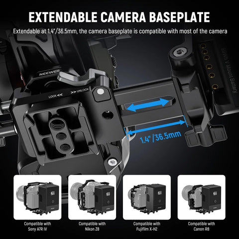 Neewer PS015 Pro Lightweight L-Shaped V Lock Battery Plate With Arca Baseplate