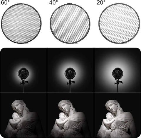 Neewer Reflector Dish 7 Inches/18 Centimeters Soft Diffuser with 20/40/60 Degree Honeycomb Grid • Camerastuff • South