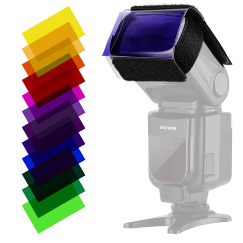 Neewer Rf-0015 Gels Pack for Speedlights/flashes x 12 + Velcro Strap & Holder Sleeve • Camerastuff • South Africa