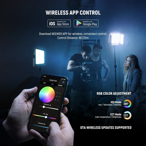 Neewer Rgb1200 Rgb-ww 60w Led Constant Light Panel Kit (two-lights) • Camerastuff • South Africa