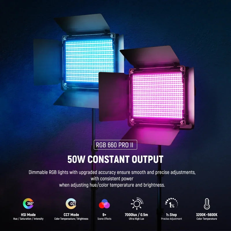 Neewer RGB660 PRO II 660 PRO-II RGB-WW 50W LED – CameraStuff