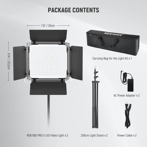 Neewer Rgb660 Pro Ii 660 Pro-ii Rgb-ww 50w Led Constant Light Panel Kit (two-lights) • Camerastuff • South Africa