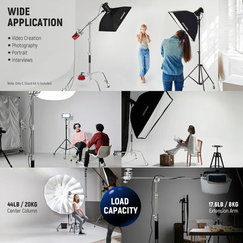 Neewer Sc186w 186cm Stainless Steel Heavy-duty Mini C-stand with Casters Wheels • Camerastuff • South Africa
