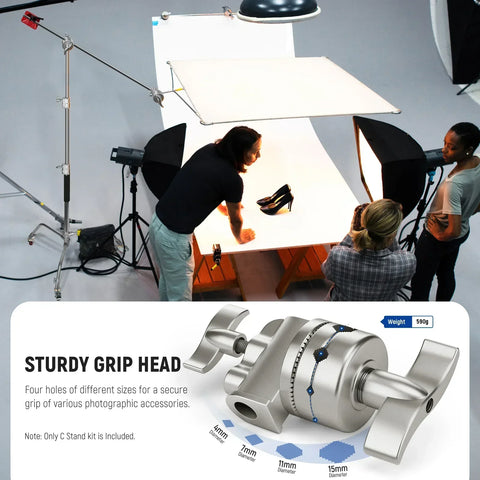 Neewer Sc186w 186cm Stainless Steel Heavy-duty Mini C-stand with Casters Wheels • Camerastuff • South Africa