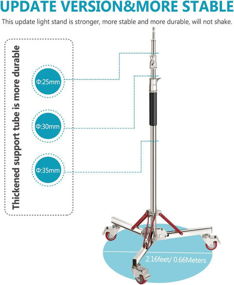 Neewer SC305W 305cm Heavy Duty Stainless Steel Light Stand with Casters