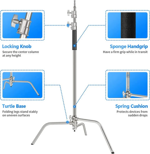 Neewer Heavy-duty C-stand with Arm Grip Heads & Removable Turtle Base 330cm • Camerastuff • South Africa