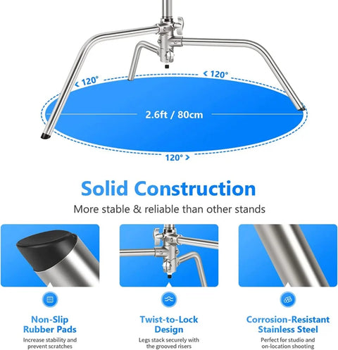 Neewer Heavy-duty C-stand with Arm Grip Heads & Removable Turtle Base 330cm • Camerastuff • South Africa