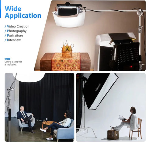 Neewer Heavy-duty C-stand with Arm Grip Heads & Removable Turtle Base 330cm • Camerastuff • South Africa