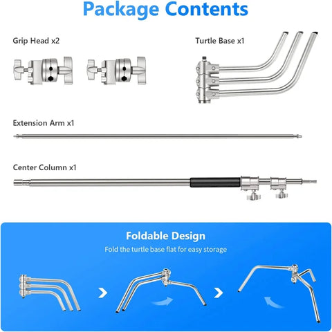 Neewer Heavy-duty C-stand with Arm Grip Heads & Removable Turtle Base 330cm • Camerastuff • South Africa