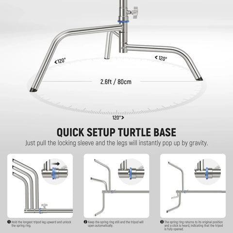 Neewer Sc320q 320cm Stainless Steel Heavy Duty c Stand with Boom Arm & Quick-release Turtle Base • Camerastuff • South