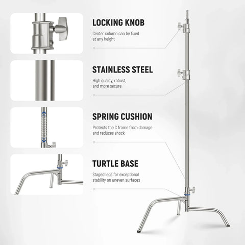 Neewer Sc320q 320cm Stainless Steel Heavy Duty c Stand with Boom Arm & Quick-release Turtle Base • Camerastuff • South