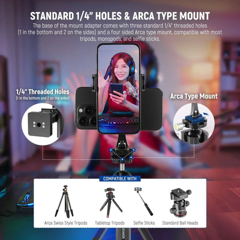 Neewer SP-08 Metal Phone Tripod Mount Teleprompter Adapter