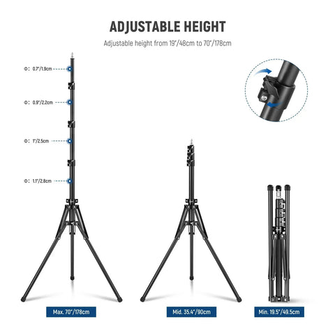 Neewer ST178R 178cm Portable Light Stand with Reversible Legs