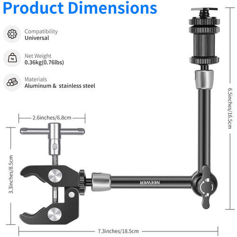 Neewer St20 11-inch Magic Arm with Super Clamp Cold Shoe Mount • Camerastuff • South Africa