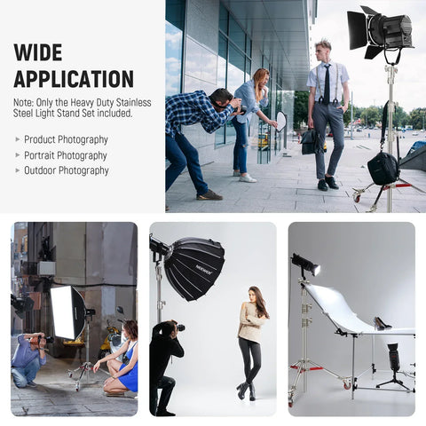 Neewer St240ss 240cm Heavy Duty Stainless Steel Light Stand with Casters • Camerastuff • South Africa
