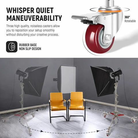 Neewer St240ss 240cm Heavy Duty Stainless Steel Light Stand with Casters • Camerastuff • South Africa