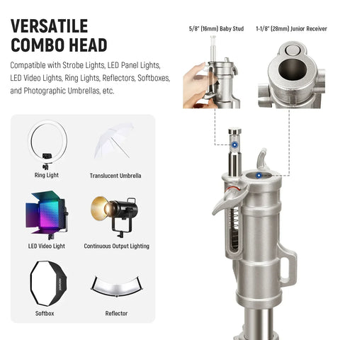 Neewer St240ss 240cm Heavy Duty Stainless Steel Light Stand with Casters • Camerastuff • South Africa