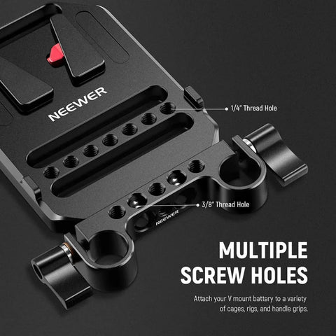 Neewer St43 V-mount 1/4’’ & 3/8’’ Threads Battery Plate for 15mm Rods • Camerastuff • South Africa