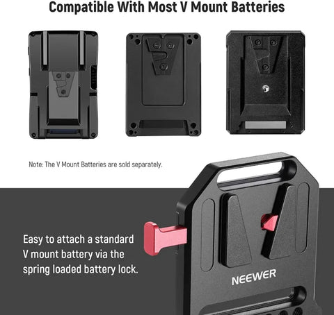 Neewer St43 V-mount 1/4’’ & 3/8’’ Threads Battery Plate for 15mm Rods • Camerastuff • South Africa
