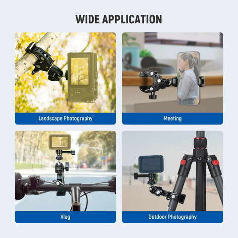 Neewer  ST87 3inch Super Clamp & Ball Head With Phone Clip And Gopro Adapter