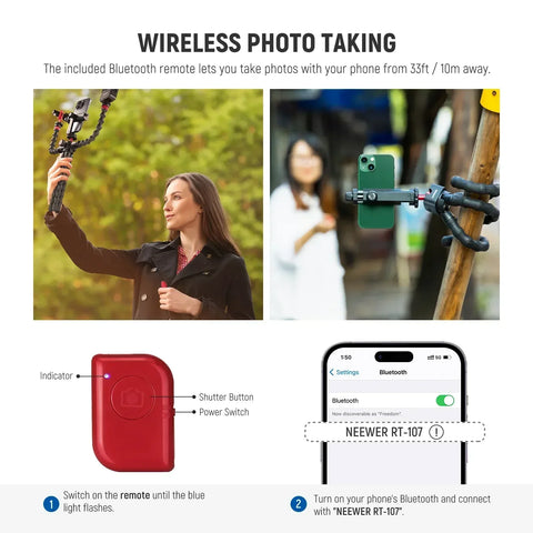 Neewer T91 Flexible Smartphone/actioncam Vlogging Tripod + Arms with Bluetooth Remote • Camerastuff • South Africa